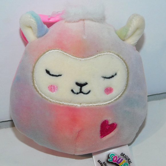 Squishmallows Mini 3.5" Plush Tie Dye Leslie the Llama Backpack Clip is in NWOT - Picture 1 of 5